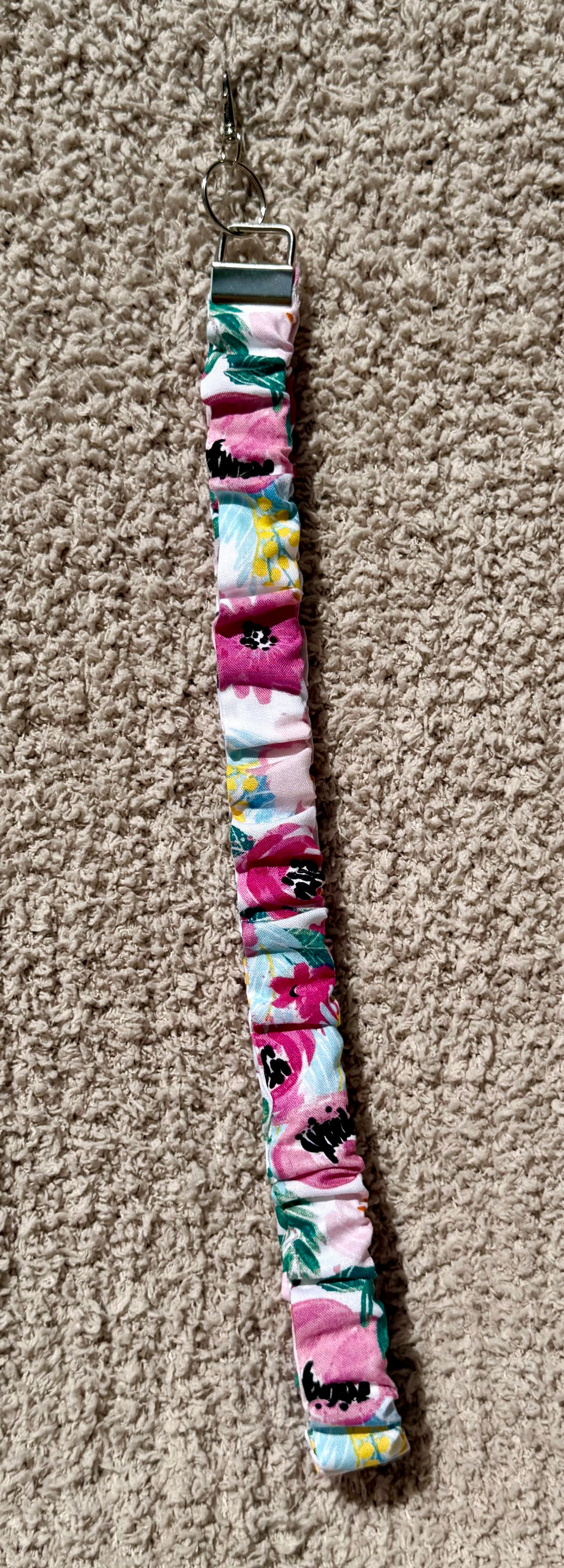 Handmade floral scrunch lanyard