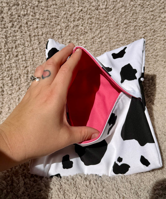 Handmade cow baked potato bag