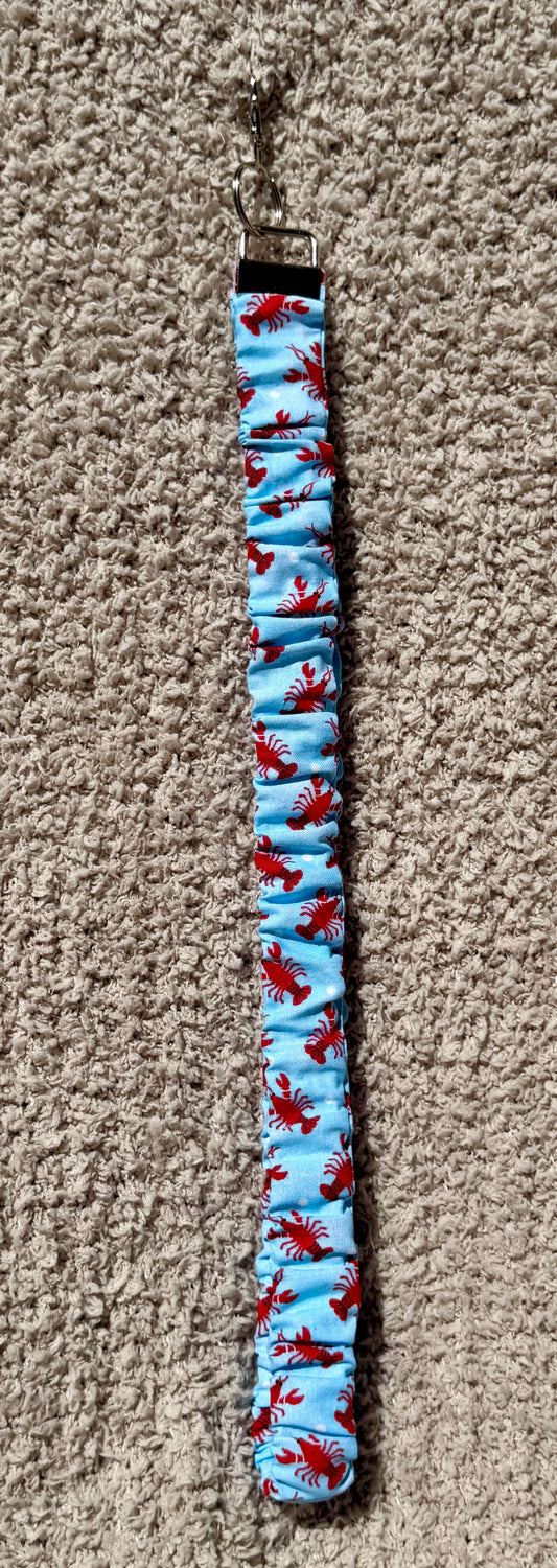 Handmade Lobster scrunch lanyard.