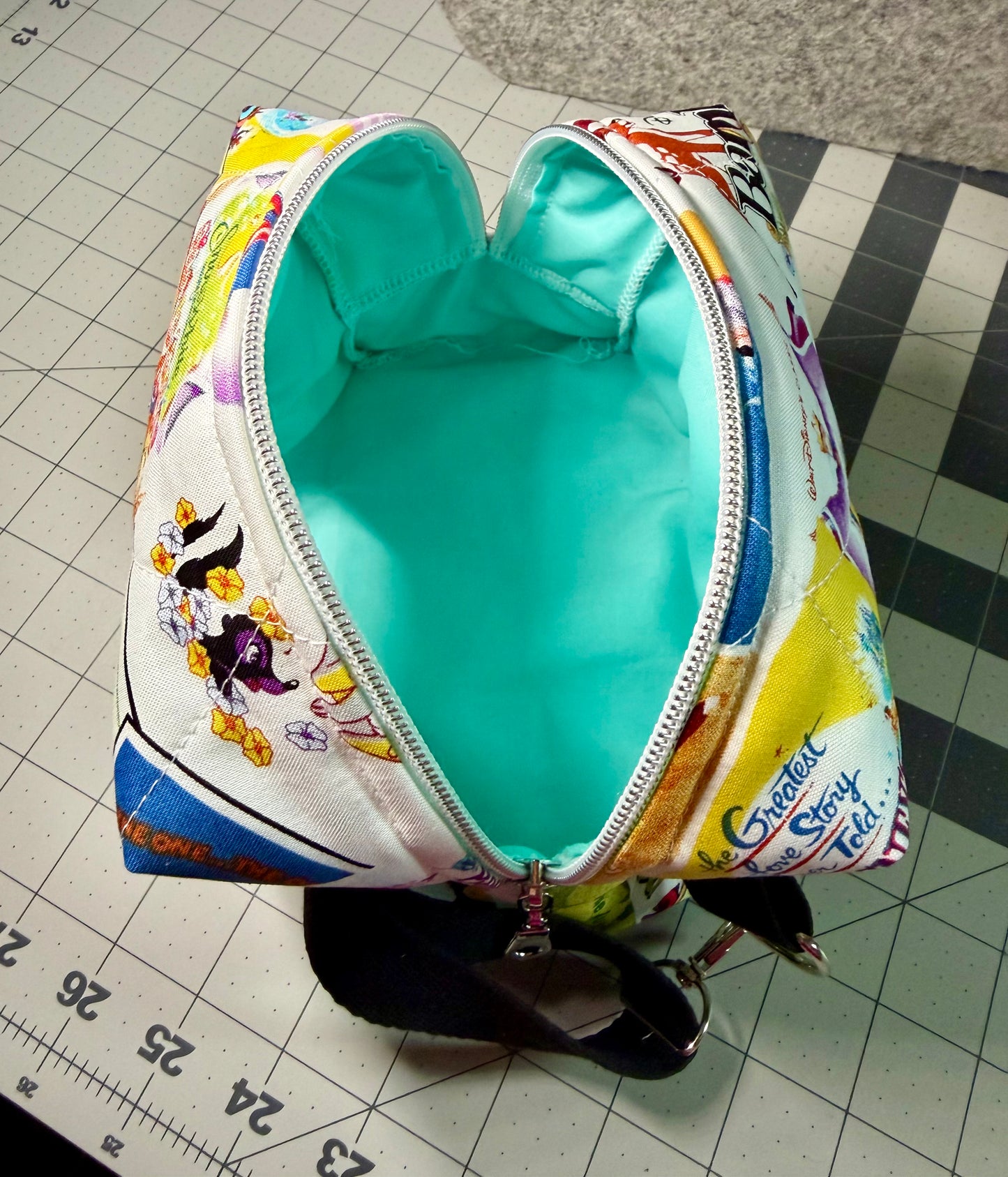 Handmade classic Disney wipe/diaper bag with clip handle