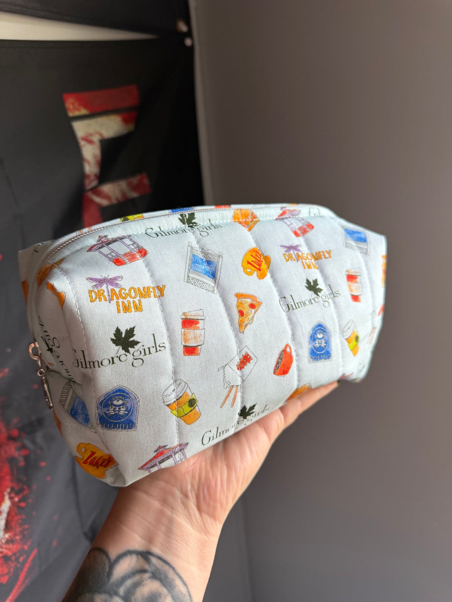 Large handmade boxy makeup bag